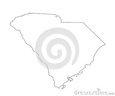 Blank South Carolina vector map silhouette illustration isolated on white background Vector Illustration