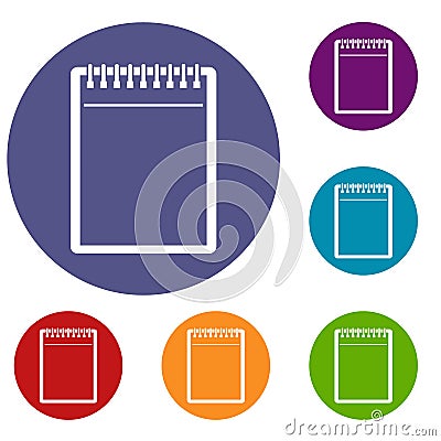 Blank spiral notepad icons set Vector Illustration