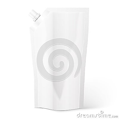 Blank spout pouch, bag foil or plastic packaging. Vector Illustration