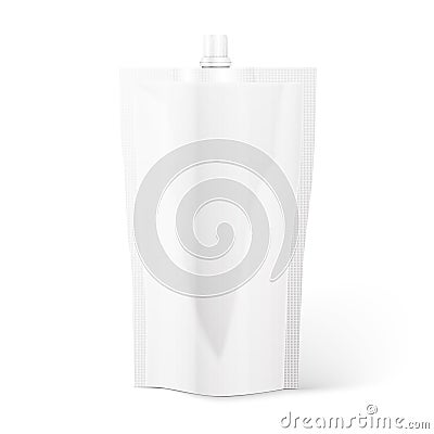 Blank spout pouch, bag foil or plastic packaging. Vector Illustration