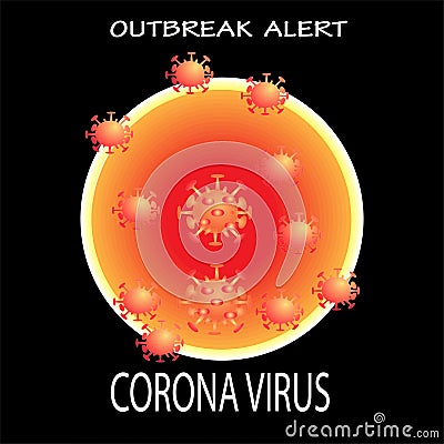 A sign and illustration of Wuhan corona virus outbrea Cartoon Illustration