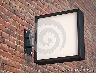 Signboard on brick wall background Stock Photo