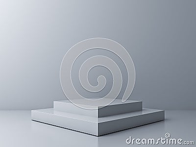 Blank square podium stage isolated on gray background Stock Photo