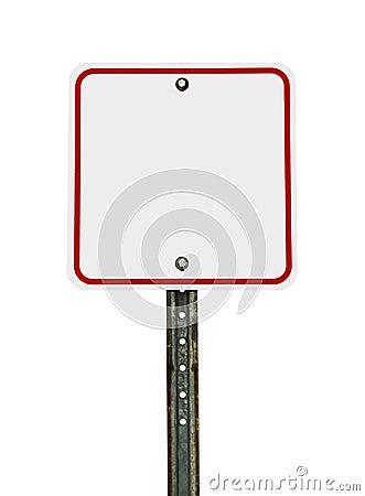 Blank Square White Red Traffic Sign Stock Photo