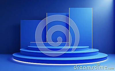 A blank stage design for a mockup and corporate identity, display. Platform elements in the hall. An empty screen system Stock Photo
