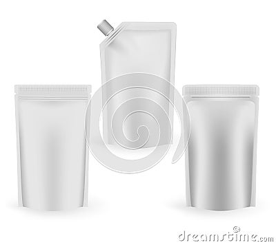 Blank stand up pouches food storage bags - vector mockup set Vector Illustration