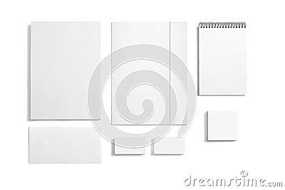 Blank Stationery set isolated on white Stock Photo