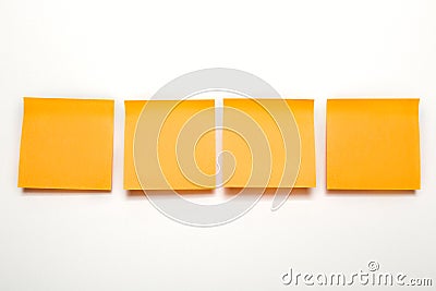 Blank stickers. Notes on a white background. Orange sheets. Copycpase working time concept Stock Photo