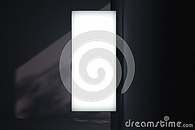 Blank store signboard Mockup. Empty illuminated shop lightbox. 3d rendering. Stock Photo