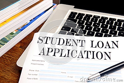 Blank student loan application on desktop Stock Photo