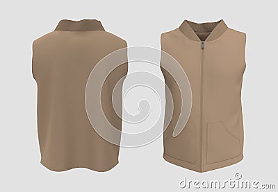 Blank sweater vest mockup in front and back views Cartoon Illustration