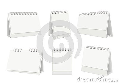 Blank table calendar. Desktop organizer with white paper pages vector realistic mockup Vector Illustration