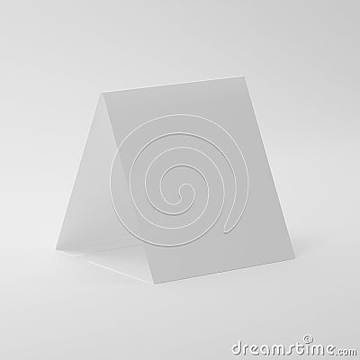 Blank Table Tent Mock-Ups On White Background Stock Photo