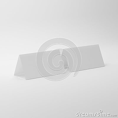 Blank Table Tent Mock-Ups On White Background Stock Photo