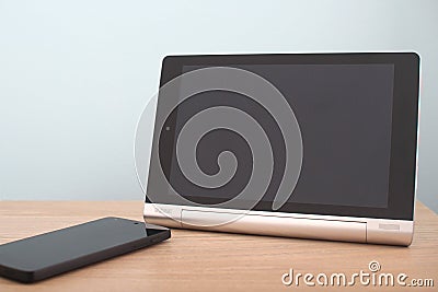Blank tablet and phone Stock Photo