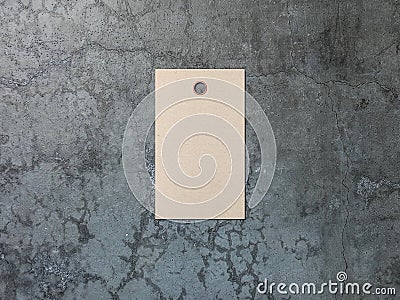 Blank tag label mockup on concrete floor, show your price Stock Photo