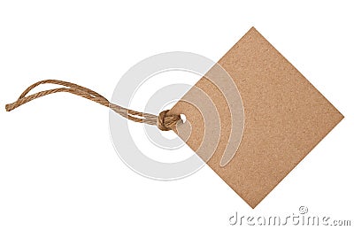 Blank tag tied with brown string Stock Photo