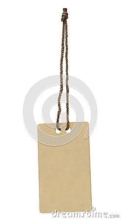 Blank tag tied with string Stock Photo