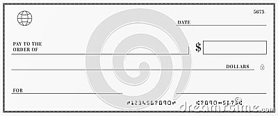 Blank template of the bank check. Vector Illustration