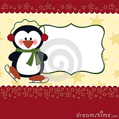 Blank template for Christmas greetings card Vector Illustration