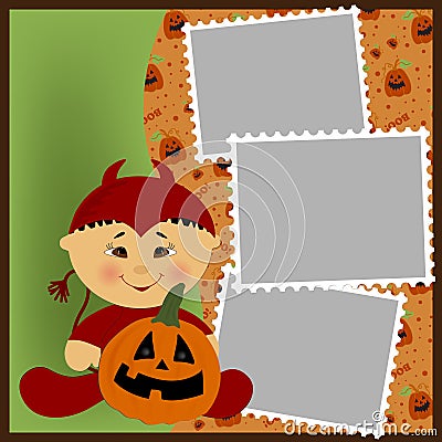 Blank template for Halloween photo frame Vector Illustration