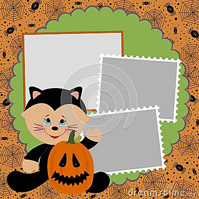 Blank template for Halloween photo frame Vector Illustration