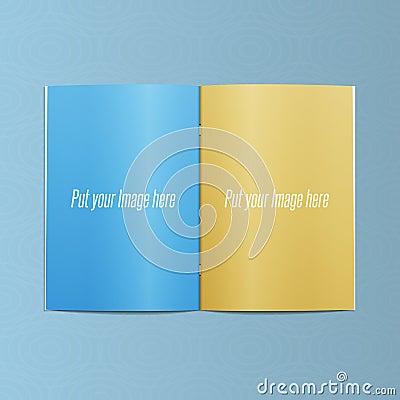 Blank Template of realistic opened Magazine Vector Illustration