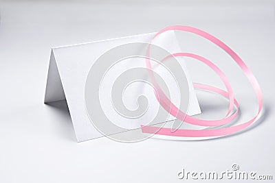 Blank thank you card with rose ribbon Stock Photo