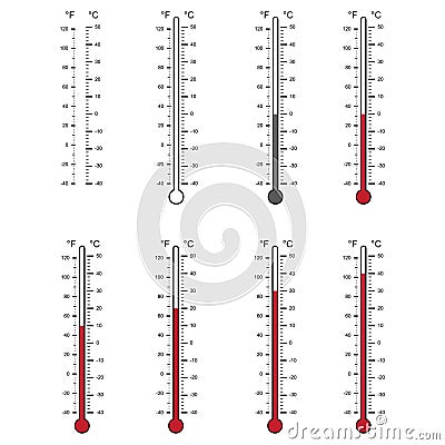 Blank of thermometers and different levels isolated on white background Vector Illustration