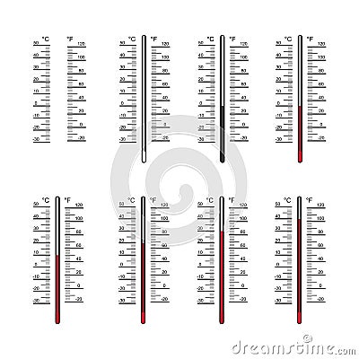Blank of thermometers and different levels vector Vector Illustration