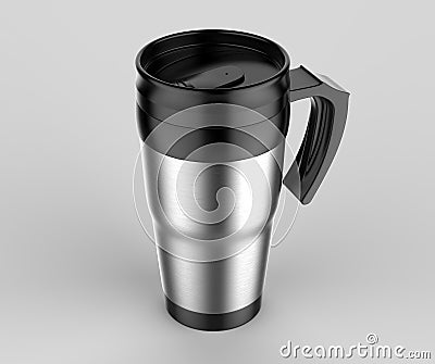 Blank thermos travel tumbler mug for design presentation or mock up design. 3d render illustration. Cartoon Illustration