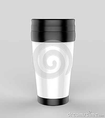 Blank thermos travel tumbler mug for design presentation or mock up design. 3d render illustration. Cartoon Illustration