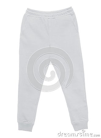 Blank training jogger pants color white front view Stock Photo