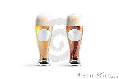 Blank transparent glass label with light and dark beer mockup Stock Photo