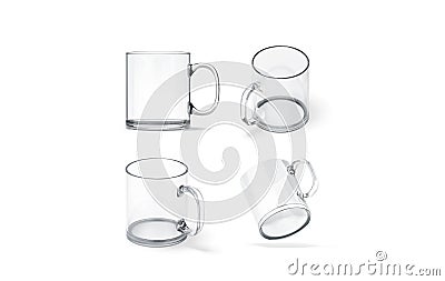 Blank transparent glass mug mock up set isolated, Stock Photo