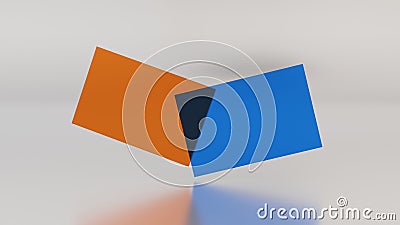 Blank transparent orange and blue business card, namecard mockup on white background, promote company brand, 3D rendering Stock Photo