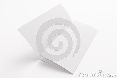 Blank tri fold brochure isolated on white Stock Photo