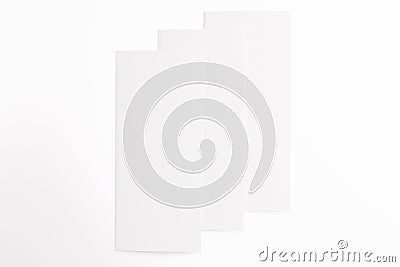 3 Blank tri fold brochures isolated on white Stock Photo