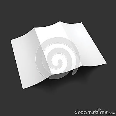 Blank trifold paper brochure mockup. Vector Illustration