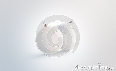 Blank two white christmas ball for tree mockup set, Stock Photo