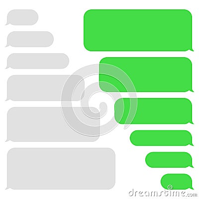 Blank vector message bubbles. Chat or messenger speech bubble. SMS text frame. Short message sending. Vector Illustration