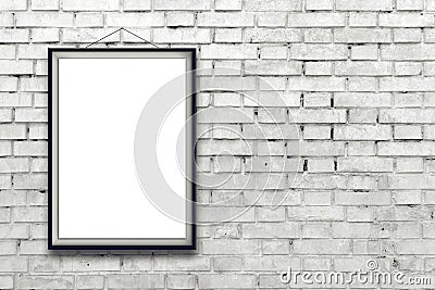 Blank vertical painting poster in black frame Stock Photo