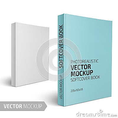 Blank vertical softcover book template. Vector Illustration