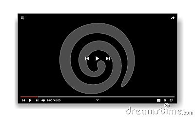 Blank video screen. Video player interface. You are using a desktop desktop web player Vector Illustration