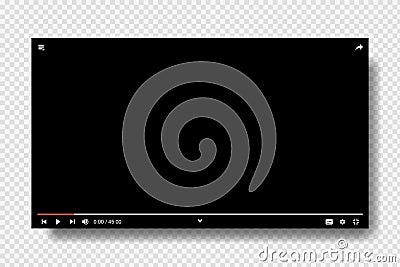 Blank video screen. Video player interface. You are using a desktop desktop web player Vector Illustration