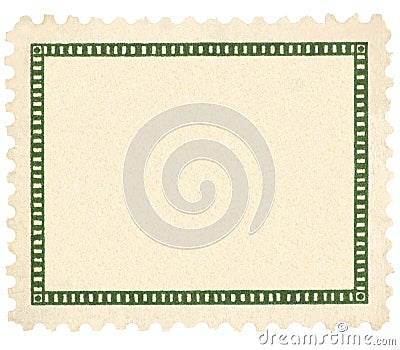 Blank Vintage Postage Stamp Green Vignette Macro Stock Photo