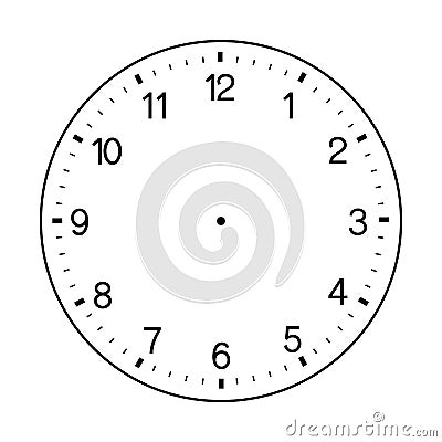 Blank wall clock face vector on white background Vector Illustration