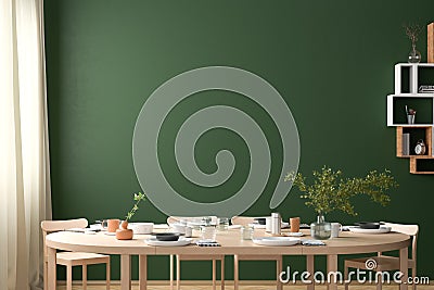 Blank wall mock up in the dinning room with served table Stock Photo