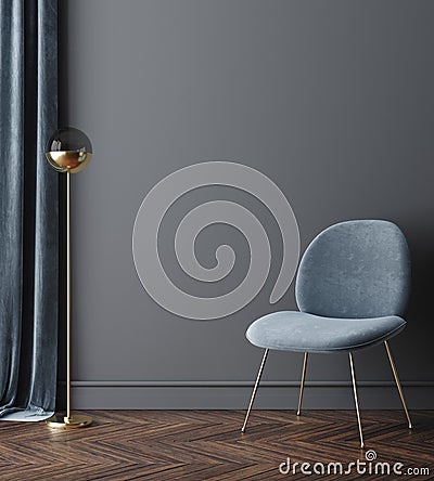 Blank wall mock up in home interior Stock Photo