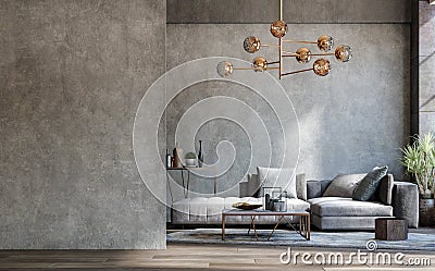 Blank wall mockup in loft interior background, industrial style Stock Photo